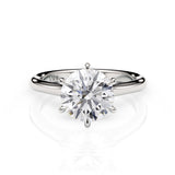 JENNET | Cathedral Hidden Halo Round Diamond Ring in White Gold