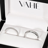 LILY | Classic Quarter Domed Ring & DESTINY | Delicate "V" Split Diamond Ring