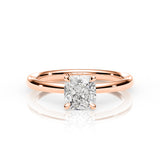 KAYLA | Classic Solitaire Cushion Cut Diamond Ring in Rose Gold
