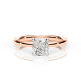 KAYLA | Classic Solitaire Cushion Cut Diamond Ring in Rose & White Gold