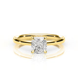 KAYLA | Classic Solitaire Cushion Cut Diamond Ring in Yellow Gold