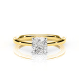 KAYLA | Classic Solitaire Cushion Cut Diamond Ring in Yellow & White Gold