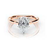 KAYLA | Classic Solitaire Pear Shape Diamond Ring in Rose & White Gold