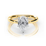 KAYLA | Classic Solitaire Pear Shape Diamond Ring in Yellow & White Gold