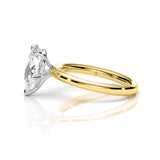 KAYLA | Classic Solitaire Pear Shape Diamond Ring in Yellow & White Gold