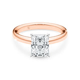 KAYLA | Classic Solitaire Radiant Cut Diamond Ring in Rose & White Gold