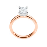 KAYLA | Classic Solitaire Radiant Cut Diamond Ring in Rose & White Gold