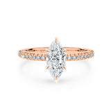 KIMBERLY | French Pavé Solitaire Marquise Diamond Ring in Rose Gold