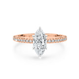 KIMBERLY | French Pavé Solitaire Marquise Diamond Ring in Rose & White Gold