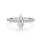 KIMBERLY | French Pavé Solitaire Marquise Diamond Ring in Platinum
