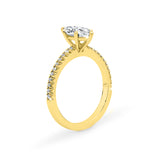 KIMBERLY | French Pavé Solitaire Marquise Diamond Ring in Yellow Gold