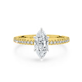 KIMBERLY | French Pavé Solitaire Marquise Diamond Ring in Yellow & White Gold