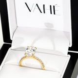 KIMBERLY | French Pavé Solitaire Oval Shape Diamond Ring in 18ct Yellow Gold