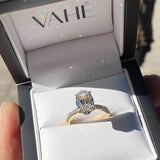 KIMBERLY | French Pavé Solitaire Oval Shape Diamond Ring in 18ct Yellow Gold