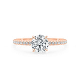 KIMBERLY | French Pavé Solitaire Round Diamond Ring in Rose Gold