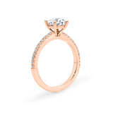 KIMBERLY | French Pavé Solitaire Round Diamond Ring in Rose Gold