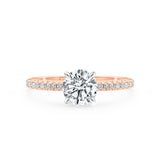 KIMBERLY | French Pavé Solitaire Round Diamond Ring in Rose & White Gold