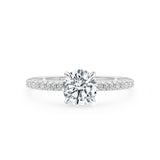 KIMBERLY | French Pavé Solitaire Round Diamond Ring in White Gold