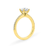 KIMBERLY | French Pavé Solitaire Round Diamond Ring in Yellow Gold