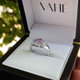 Pink Sapphire and White Diamond Ring in 18ct White Gold
