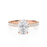 LUNA | Hidden Halo Oval Shape Diamond Ring in Rose Gold