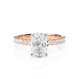 LUNA | Hidden Halo Oval Shape Diamond Ring in Rose & White Gold