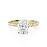 LUNA | Hidden Halo Oval Shape Diamond Ring in Yellow & White Gold