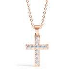 MARY | Diamond Cross Pendant in Rose Gold (0.20ct - 0.60ct)