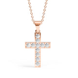 MARY | Diamond Cross Pendant in Rose Gold (0.20ct - 0.60ct)