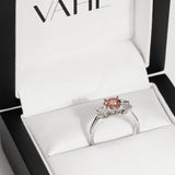 Pink Diamond Three Stone Ring in 18ct White Gold