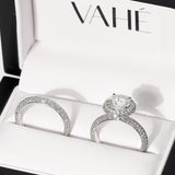 ROSE | Triple Row Pavé Round Brilliant Diamond Ring in White Gold