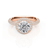 ROSE | Triple Row Pavé Round Brilliant Diamond Ring in Rose Gold