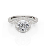 ROSE | Triple Row Pavé Round Brilliant Diamond Ring in White Gold