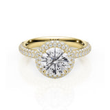 ROSE | Triple Row Pavé Round Brilliant Diamond Ring in Yellow Gold