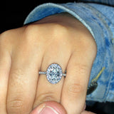 AVA | French Pavé Halo Oval Shape Diamond Ring in White Gold