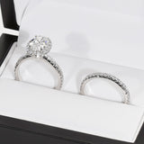 AVA | French Pavé Halo Oval Shape Diamond Ring in White Gold