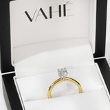KAYLA | Classic Solitaire Pear Shape Diamond Ring in Yellow & White Gold