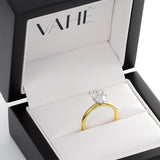 KAYLA | Classic Solitaire Pear Shape Diamond Ring in Yellow & White Gold