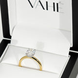 TIFFANY | Hidden Halo Oval Shape Diamond Ring in Yellow & White Gold