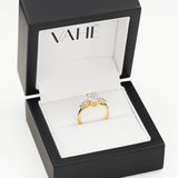 ZARA | Three Stone Oval & Pear Shape Diamond Ring in Yellow Gold