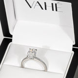 ADALET | Pavé Solitaire Oval Shape Diamond Ring in Platinum