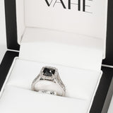 Reverse Set Black Diamond Halo in 18ct White Gold