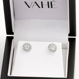 ALICE | Round-Brilliant Cut Diamond Halo Studs in White Gold (1.35ct tw.)