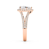 SCARLETT | Scalloped Pavé Split Shoulder Pear Shape Ring in Rose Gold