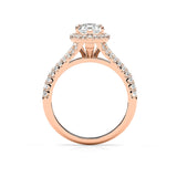 SCARLETT | Scalloped Pavé Split Shoulder Pear Shape Ring in Rose Gold