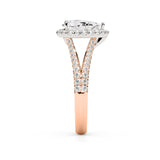 SCARLETT | Scalloped Pavé Split Shoulder Pear Shape Ring in Rose & White Gold
