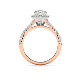 SCARLETT | Scalloped Pavé Split Shoulder Pear Shape Ring in Rose & White Gold