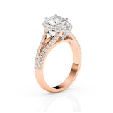 SCARLETT | Scalloped Pavé Split Shoulder Pear Shape Ring in Rose & White Gold