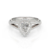 SCARLETT | Scalloped Pavé Split Shoulder Pear Shape Ring in White Gold