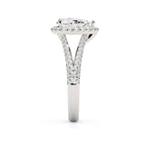 SCARLETT | Scalloped Pavé Split Shoulder Pear Shape Ring in White Gold